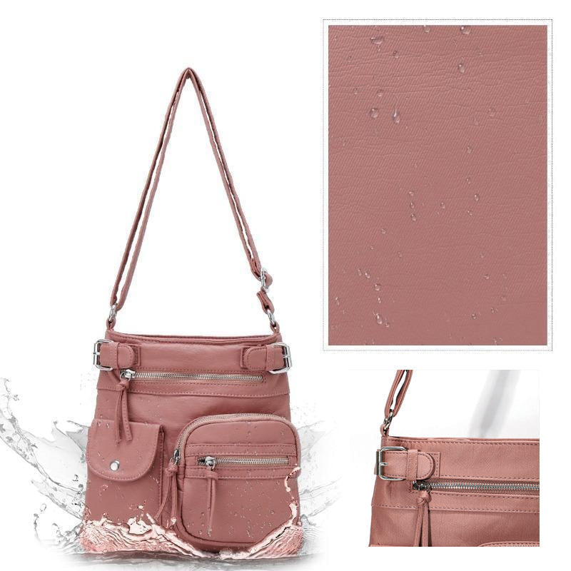 Gluschwein - Schultertasche aus weichem Leder mit mehreren Taschen