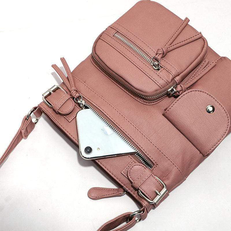 Gluschwein - Schultertasche aus weichem Leder mit mehreren Taschen
