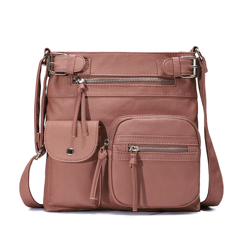 Gluschwein - Schultertasche aus weichem Leder mit mehreren Taschen