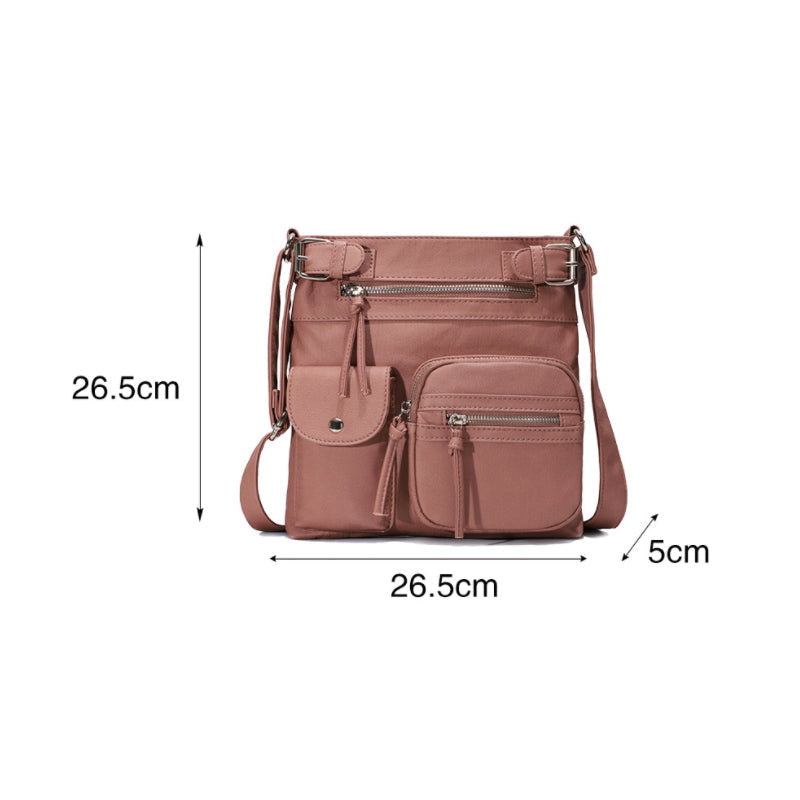 Gluschwein - Schultertasche aus weichem Leder mit mehreren Taschen