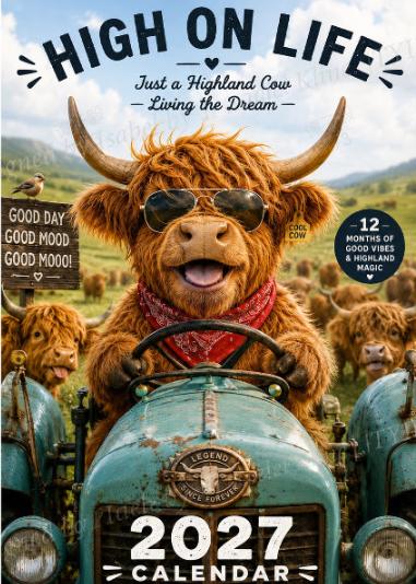 Gluschwein - 🐮 JETZT 50 % RABATT! 🗓️ Lustiger Wandkalender 2027 mit Hochlandrindern – A4-Format zum Aufhängen, charmantes Design und ein ganzes Jahr voller Spaß – Perfekt für Zuhause, Büro oder als Geschenk ✨