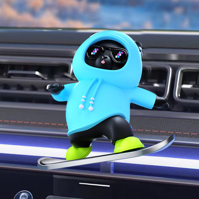 Gluschwein - Skateboard fahrender Bär Auto-Dekoration Blau