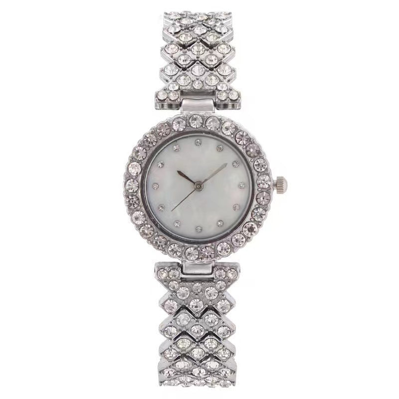 Gluschwein - Luxuriöses Strass-Uhrenset Silber Einzeluhr