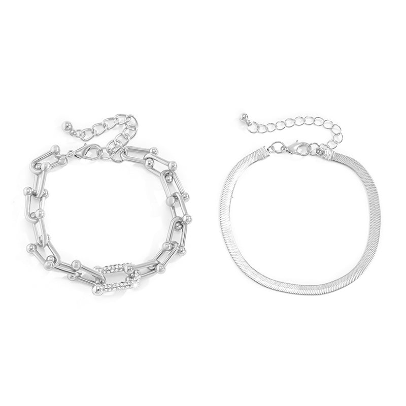 Gluschwein - Minimalistisches Schlangenknochen-Metallarmband Silber