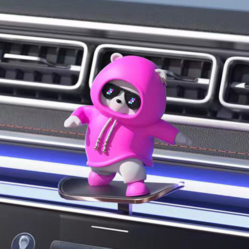 Gluschwein - Skateboard fahrender Bär Auto-Dekoration Fuchsia