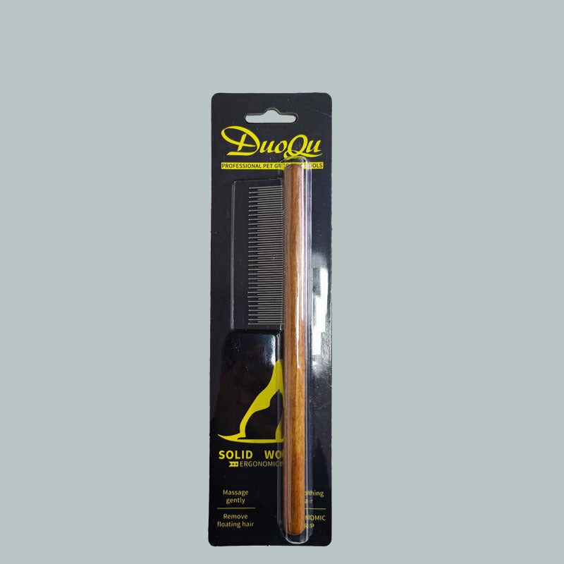 Gluschwein - Pet Knot Comb with Wooden Handle 61 needles for high and low teeth