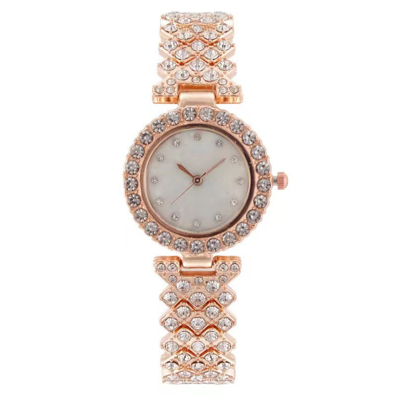 Gluschwein - Luxuriöses Strass-Uhrenset Roségold Einzeluhr