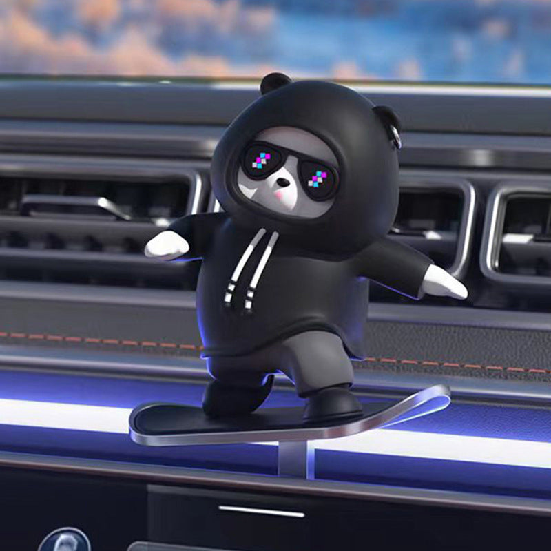 Gluschwein - Skateboard fahrender Bär Auto-Dekoration Schwarz