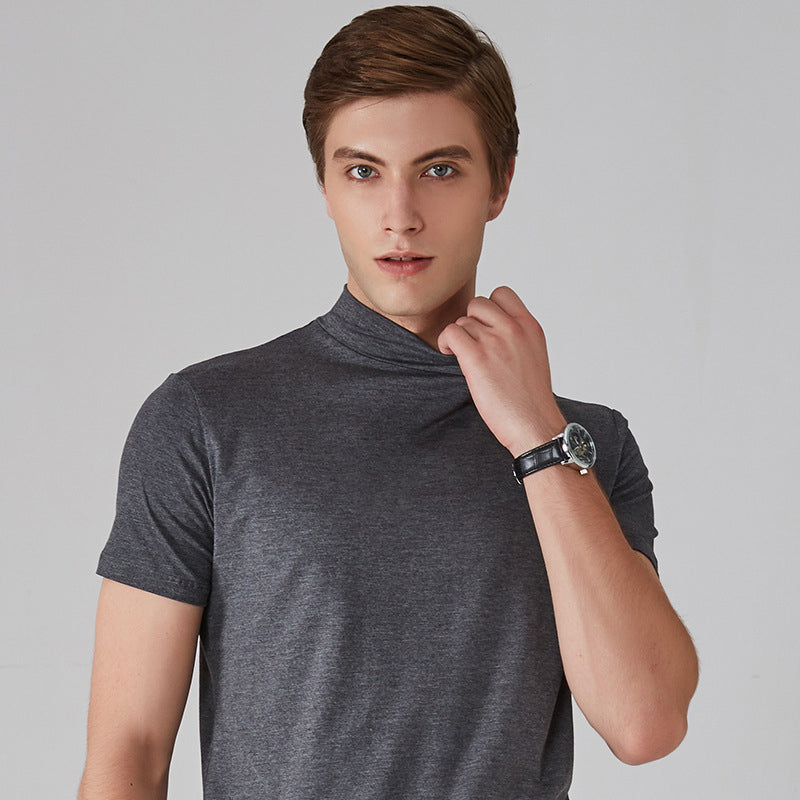 Gluschwein - Herren Stehkragen Schmal geschnittenes T-Shirt Grau