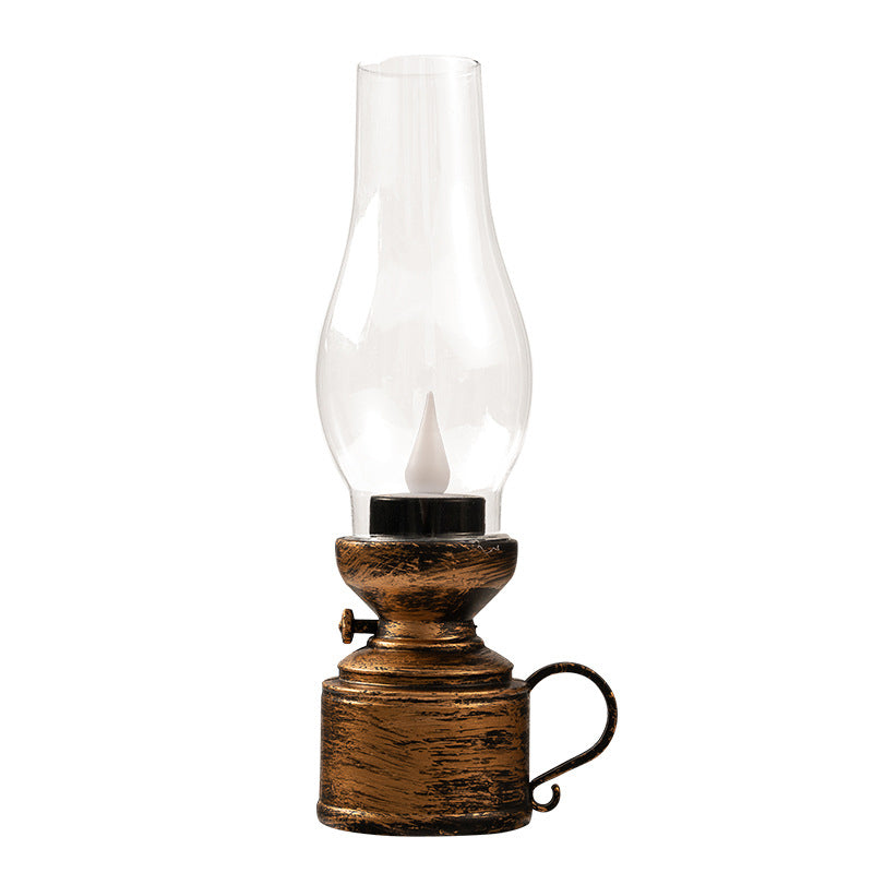 Décoration de Noël de style rétro avec lampe à pétrole électronique lumineuse