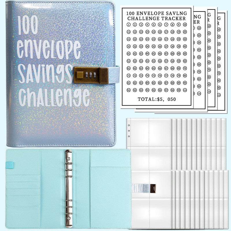 Gluschwein - 100-Tage-Sparherausforderungs-Loseblatt-Ledger Blau