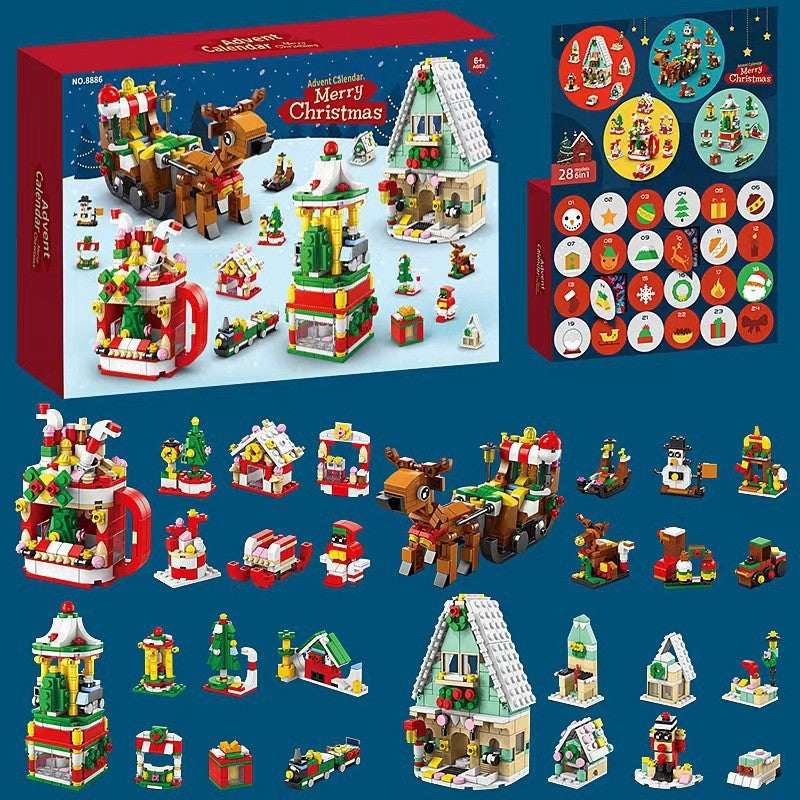 Gluschwein - Weihnachts-Adventskalender-Überraschungsbaustein-Set Schlitten-Baustein-Blindkasten