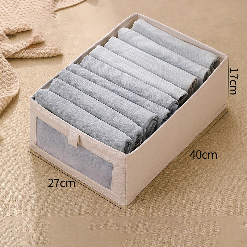 Gluschwein - Aufbewahrungsbox aus Baumwolle mit Sichtfenster Beige Groß