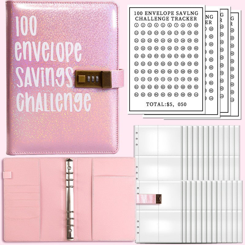 Gluschwein - 100-Tage-Sparherausforderungs-Loseblatt-Ledger Pink