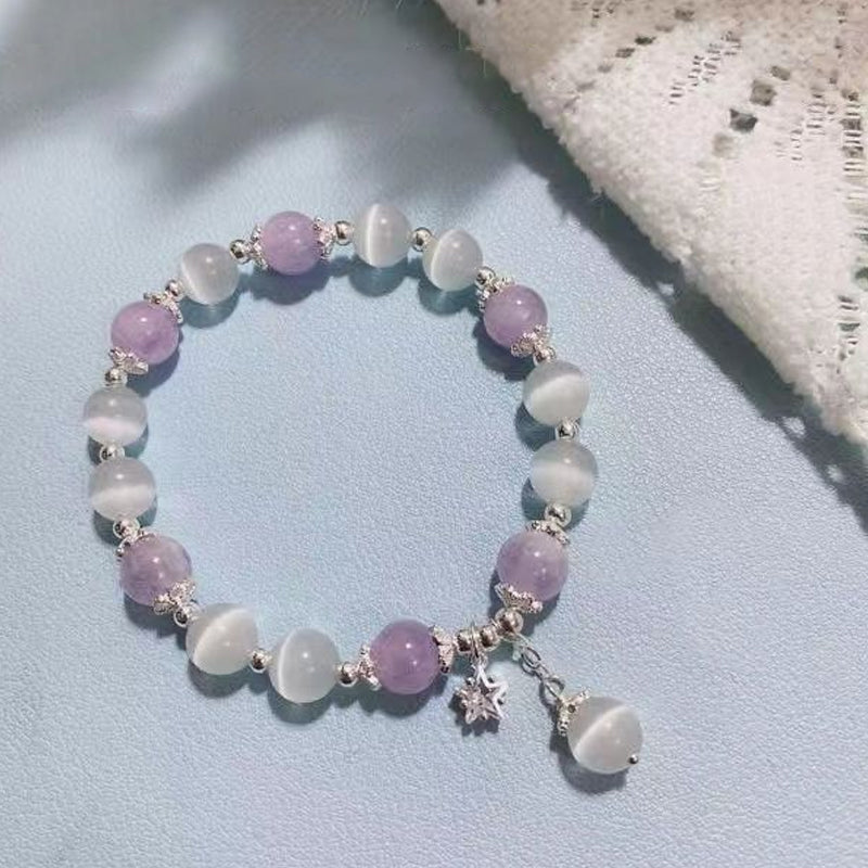 Gluschwein - Imitation Katzenauge Kristall Schmetterling Armband Lila Stern
