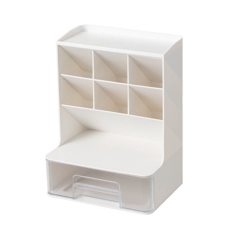 Gluschwein - Geneigter Stifthalter, Aufbewahrungsbox, Schreibwarenständer WEISS + TRANSPARENTE SCHUBLADE