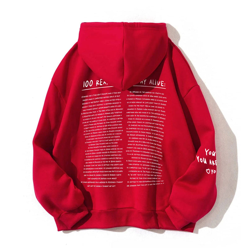 Gluschwein - Sweatshirt '100 Gründe, am Leben zu bleiben'.