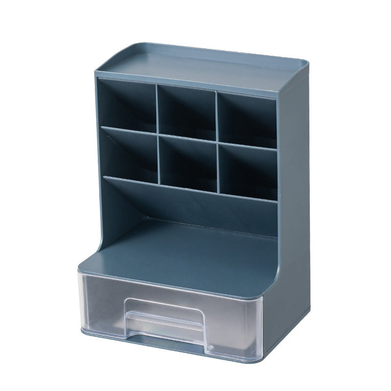 Gluschwein - Geneigter Stifthalter, Aufbewahrungsbox, Schreibwarenständer BLAU + TRANSPARENTE SCHUBLADE