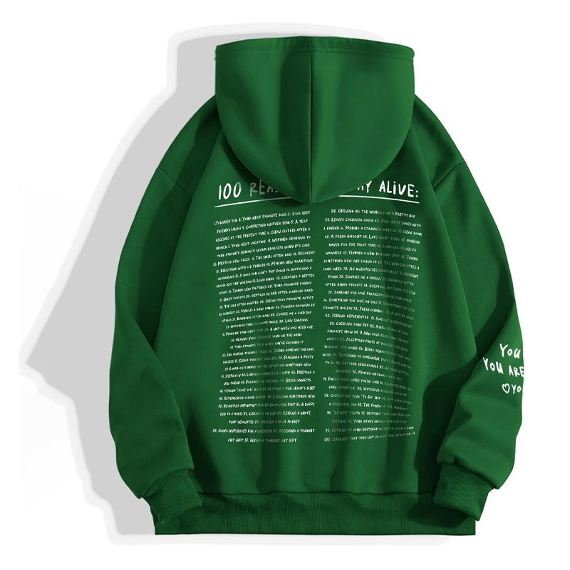 Gluschwein - Sweatshirt '100 Gründe, am Leben zu bleiben'.