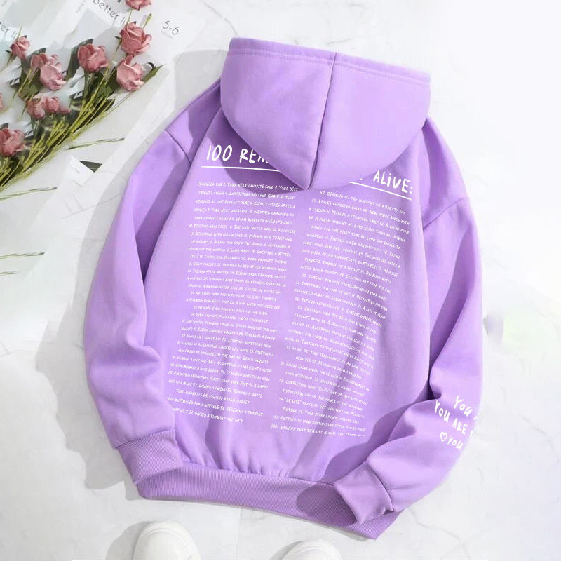 Gluschwein - Sweatshirt '100 Gründe, am Leben zu bleiben'.