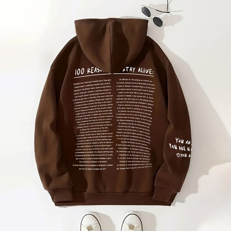 Gluschwein - Sweatshirt '100 Gründe, am Leben zu bleiben'.
