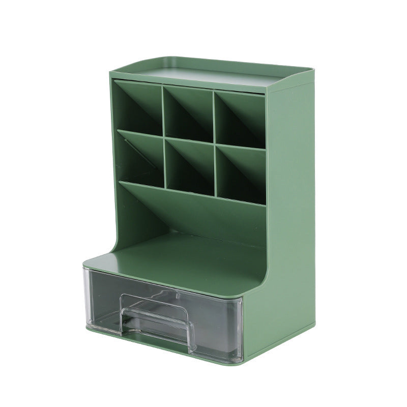 Gluschwein - Geneigter Stifthalter, Aufbewahrungsbox, Schreibwarenständer GRÜNE + TRANSPARENTE SCHUBLADE