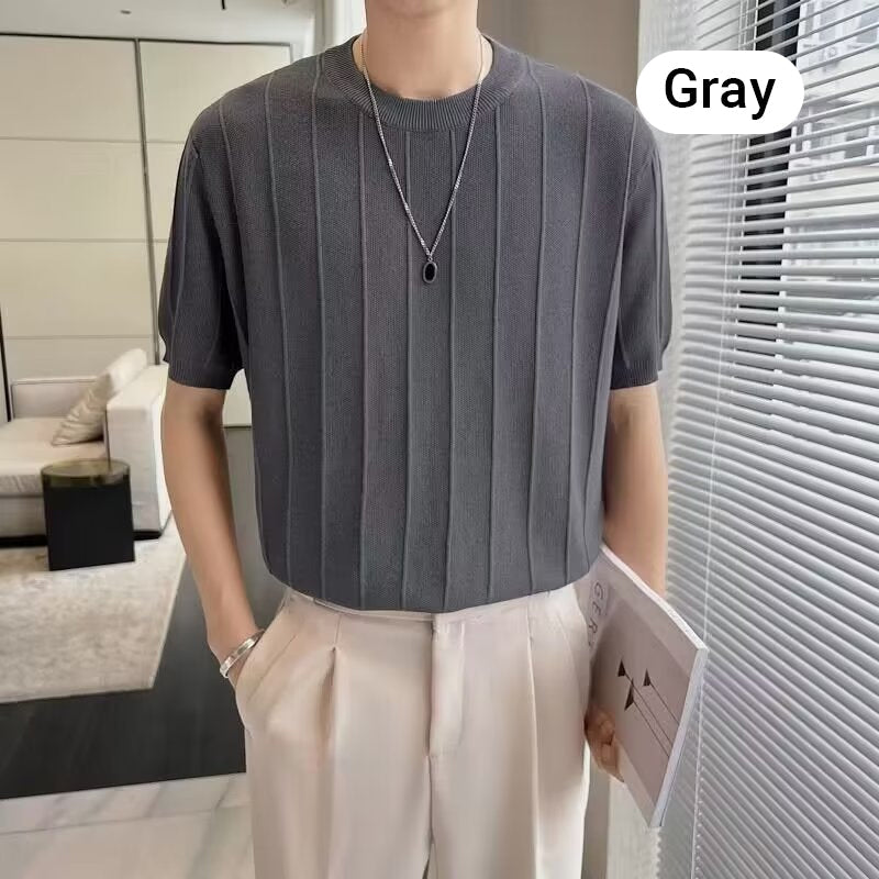 Gluschwein - 🧶 48% RABATT! Herren-Kurzarmpullover mit Rundhals & Twist-Muster – Modern, Vielseitig & Hochwertig 🧥