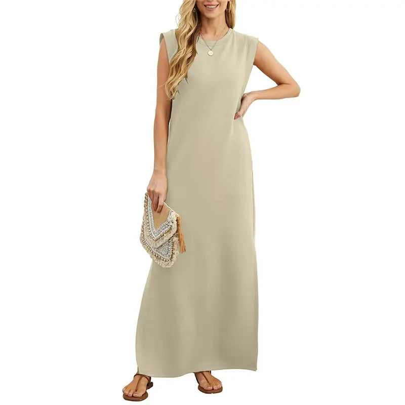 ⏳49% Rabatt! Damen Sommerkleid – Baumwollmischgewebe, bügelfrei, seitlicher Schlitz – lockere Passform, geeignet für Urlaub und Alltag