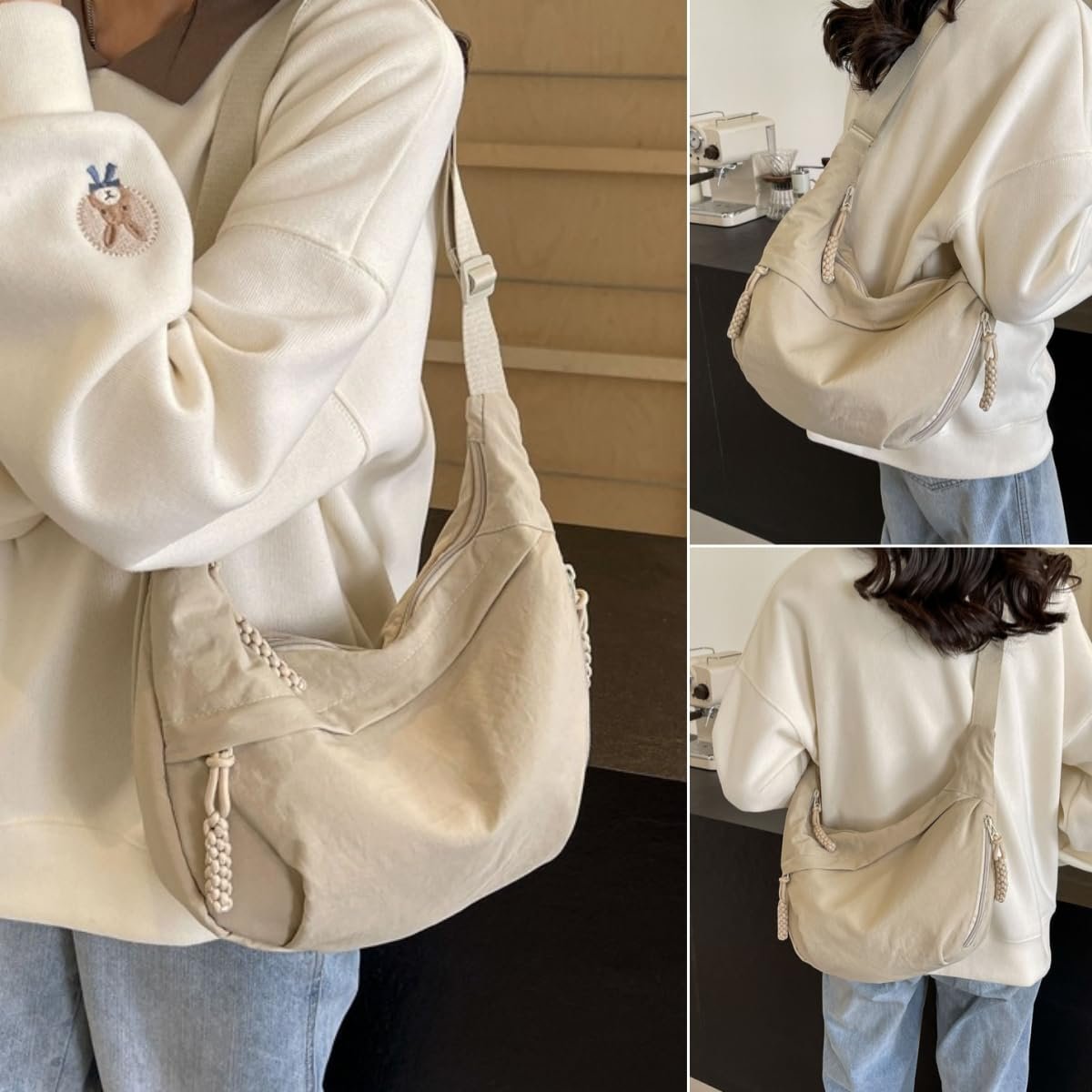 50% DE DESCUENTO | Bolso bandolera de mujer de moda en nailon liso