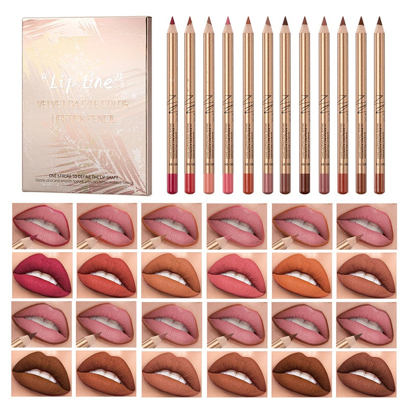 👄 50 % RABATT! 💄 12-teiliges Set mit wischfesten Liplinern – langanhaltend, cremig und wasserfest – perfekt für den Alltag oder professionelles Make-up 🎨