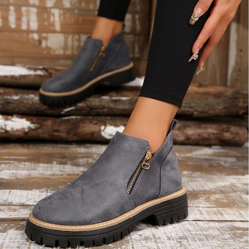 UrbanWalk | Damen-Stiefeletten mit runder Spitze und seitlichem Reißverschluss