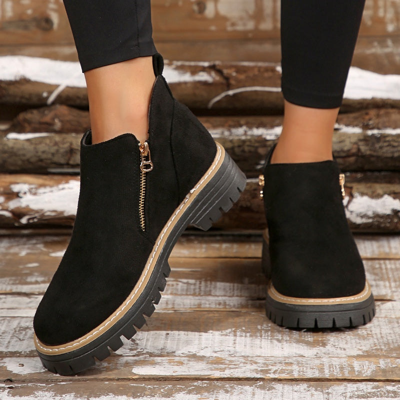 UrbanWalk | Damen-Stiefeletten mit runder Spitze und seitlichem Reißverschluss