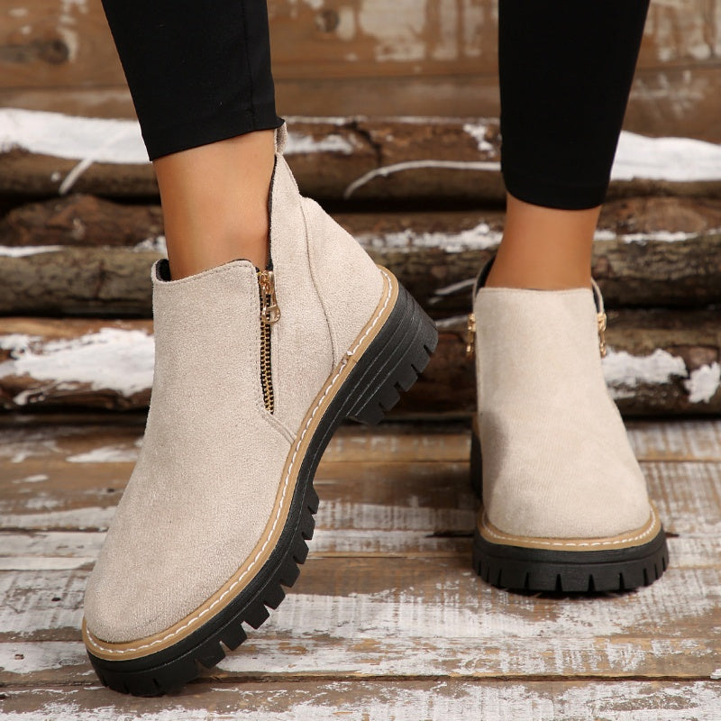 UrbanWalk | Damen-Stiefeletten mit runder Spitze und seitlichem Reißverschluss