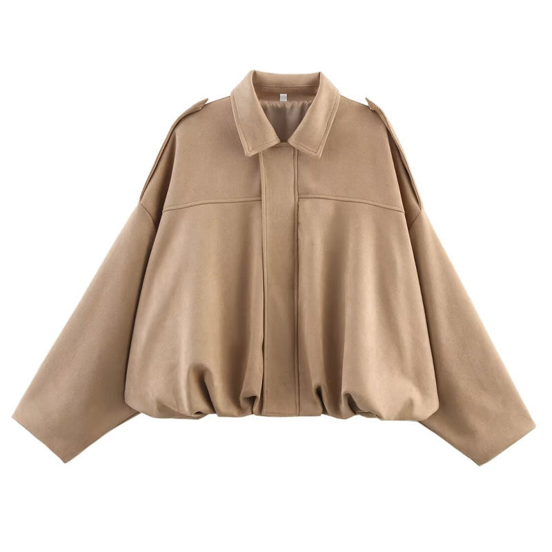 📢📢50%Rabatt!!!🎉✨Damen-Pilotenjacke mit Veloursleder-Optik