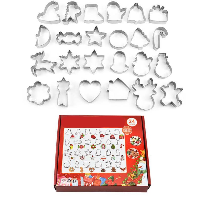 BakeJoy – 24-teiliges Edelstahl-Set Weihnachts-Ausstechformen
