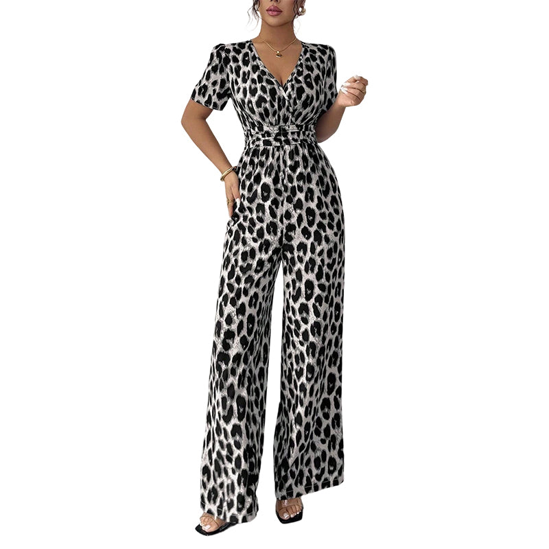 Gluschwein - 👗 50% RABATT! 🐆 Leoparden-Jumpsuit – V-Ausschnitt, Tailliert & Weites Bein Im Retro Y2K Style Für Einen Trendigen Look 💃