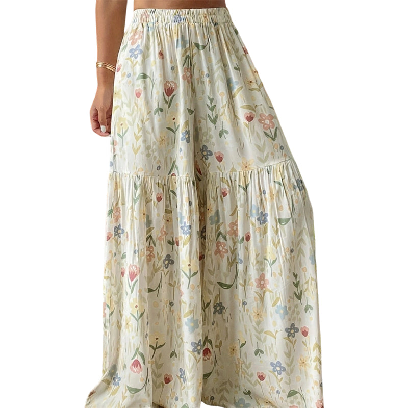 Gluschwein - Damenhose mit weitem Bein und Blumenmuster