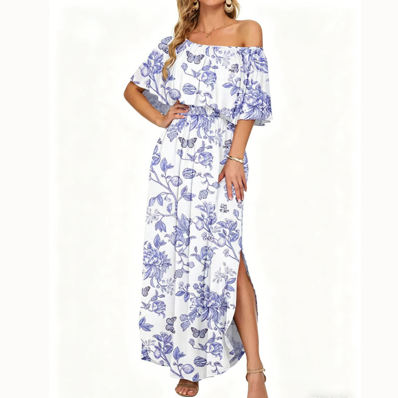 🌺 LIMITIERT: 49% RABATT! 🔥 Boho Off-Shoulder Maxikleid mit Schlitz & Taschen – Leicht, Weiblich & Perfekt für den Alltag 👗