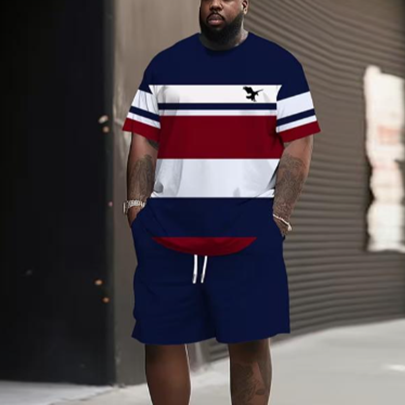 Lässiges Herren-Set aus farblich abgesetztem T-Shirt und Shorts