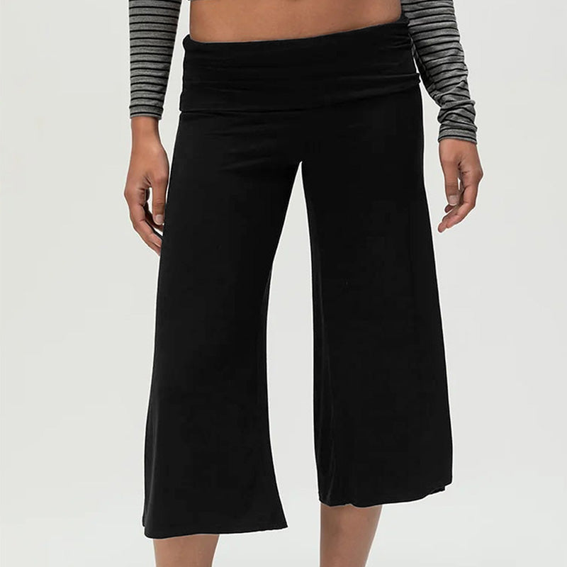 Lässige, weiche, elastische Damenhose mit weitem Bein