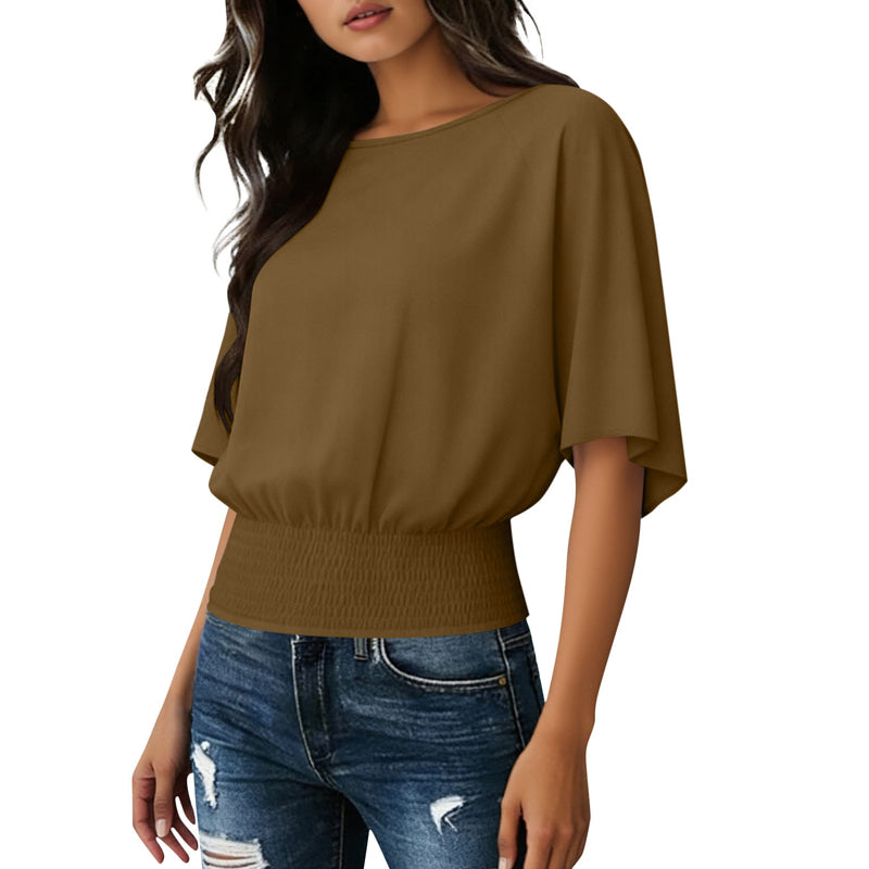 Damen-Top mit Dolmanärmeln und geraffter Taille