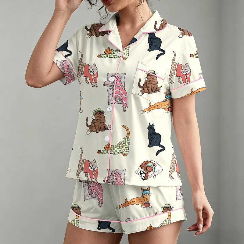 Women's Cartoon Print Pajama Set