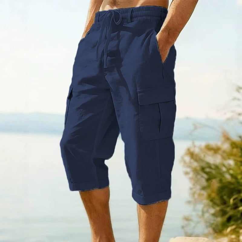 👖 Herren Leinen-Mischung Cargo Caprihosen – luftig, bequem & vielseitig – perfekt für Freizeit, Reisen & Alltag
