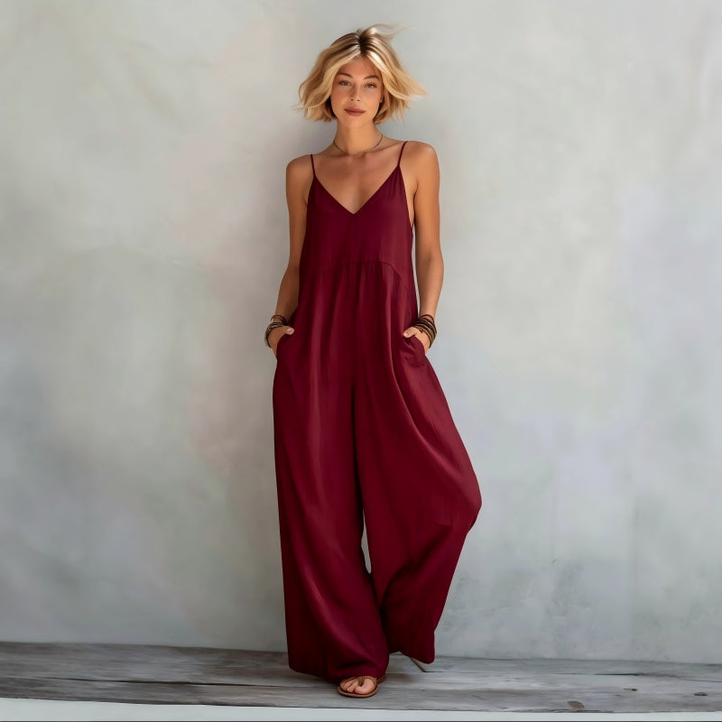 Rückenfreier Jumpsuit für Damen mit Spaghettiträgern