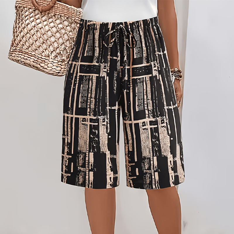 ⏰ 50 % RABATT – Nur für kurze Zeit 🌸 Damen Sommer-Culotte mit Retro-Muster ✨ Elastischer Bund, Lockerer Schnitt & Bequeme Passform
