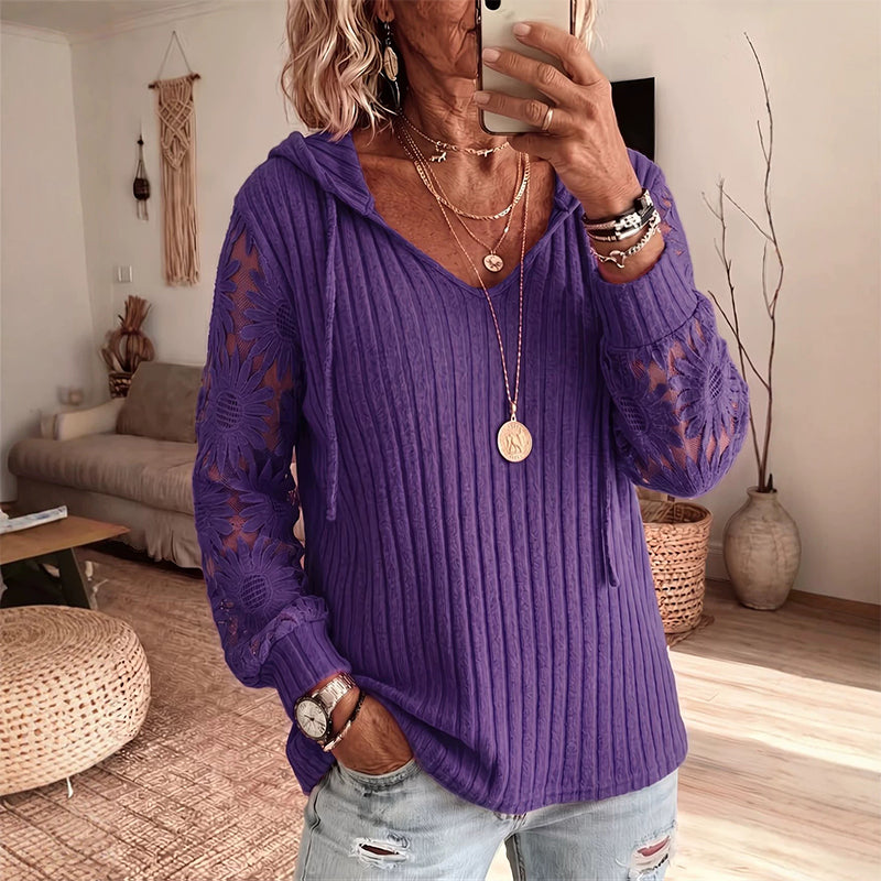 Elegantes Strick-Sweatshirt mit Spitze