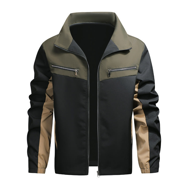 Herren-Stehkragenjacke im Color-Block-Design