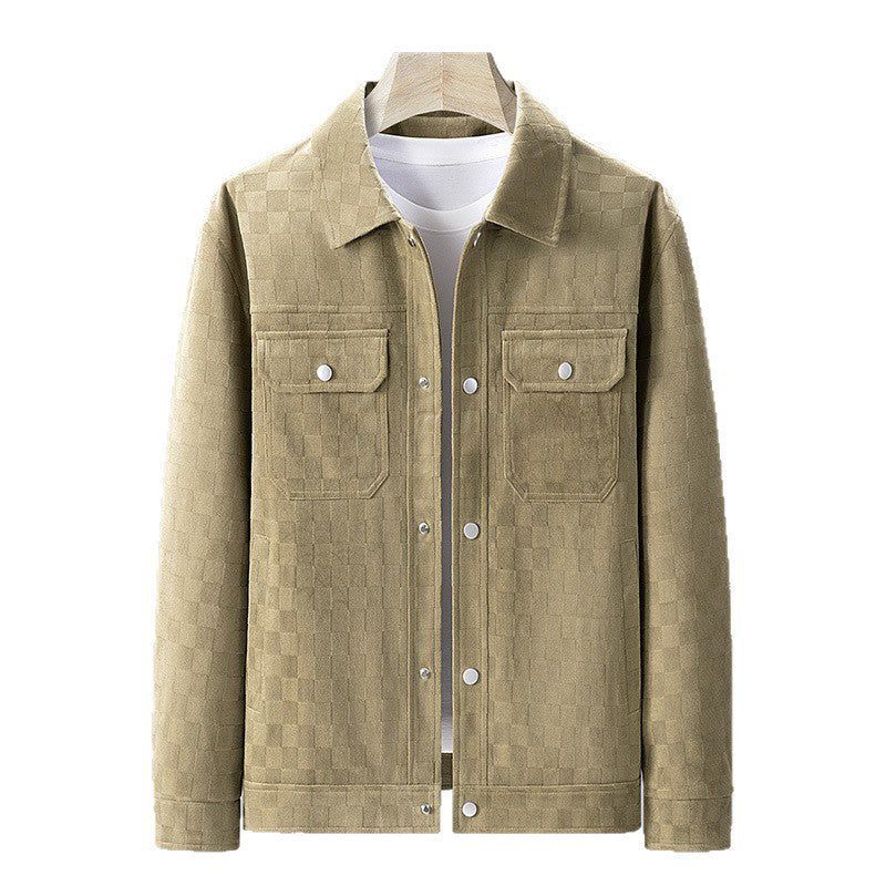 Herren-Karierte Jacke aus Kunstwildleder