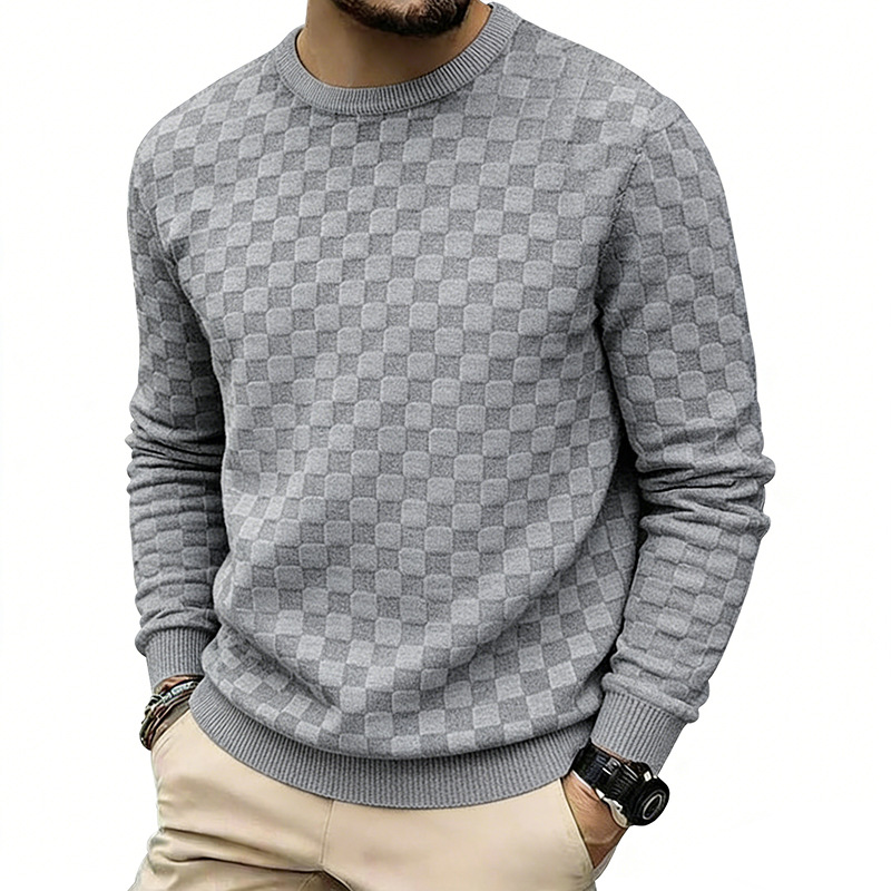 🌟 Der Look, den alle suchen – bei uns 50% günstiger! Herren-Crewneck-Sweatshirt mit Schachbrettmuster