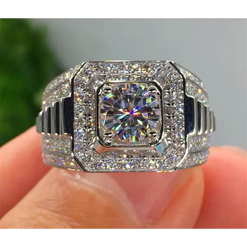💍50 % RABATT⏰ Eleganter funkelnder quadratischer Halo‑Ring, fängt das Licht wunderschön ein – ideal für Party, Verlobung oder Geschenk
